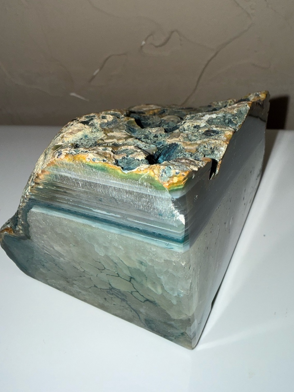 BRAZILIAN blue agate geode polished rock 3.5” tall 3.25” wide - Picture 2 of 7